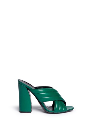 Main View - Click To Enlarge - GUCCI - Webby' ribbed crisscross leather mule sandals