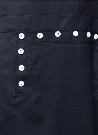 Detail View - Click To Enlarge - HYKE - Asymmetric sleeve wool marine dress