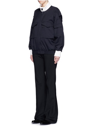 Figure View - Click To Enlarge - HYKE - Contrast collar and cuff wool flight jacket