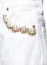 Detail View - Click To Enlarge - FORTE COUTURE - Faux pearl chain distressed cutout jeans
