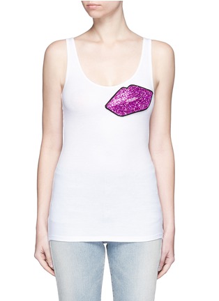 Main View - Click To Enlarge - FORTE COUTURE - 'Charo' glitter lip patch tank top