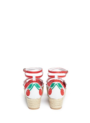 Back View - Click To Enlarge - ISA TAPIA - 'Florence' cherry appliqué leather espadrille flatform sandals