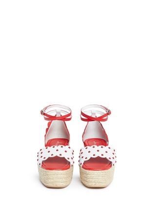 Front View - Click To Enlarge - ISA TAPIA - 'Florence' cherry appliqué leather espadrille flatform sandals