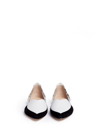 Front View - Click To Enlarge - ISA TAPIA - 'Celeste' heart polka dot suede flats
