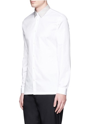 Front View - Click To Enlarge - BALENCIAGA - Contrast collar cotton poplin shirt