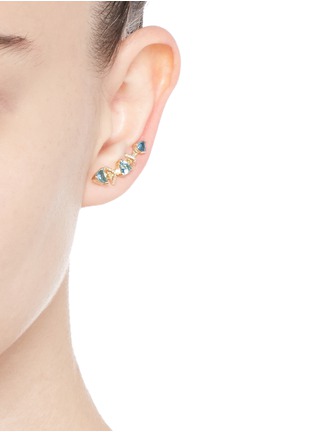 Figure View - Click To Enlarge - PHYNE BY PAIGE NOVICK - 'Marta' 18k gold diamond pavé aquamarine single climber earring