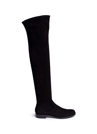 Main View - Click To Enlarge - GIANVITO ROSSI - Chamois suede thigh high boots