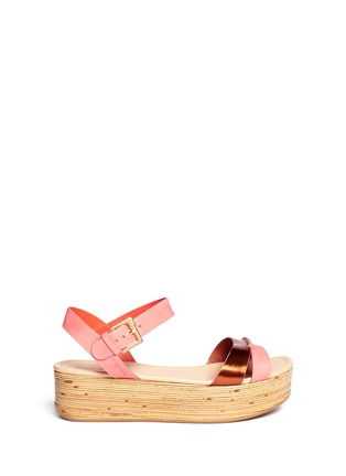 Main View - Click To Enlarge - SERGIO ROSSI - Bamboo flatform leather sandals