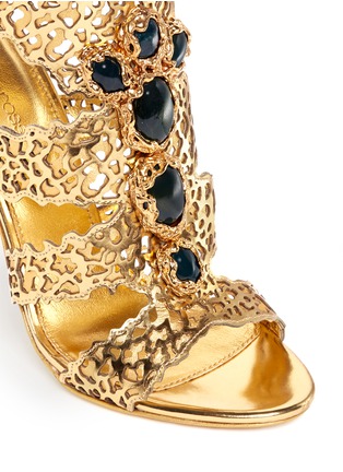Detail View - Click To Enlarge - SERGIO ROSSI - Filigree baroque jewel laser-cut sandals