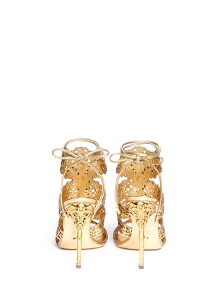 Back View - Click To Enlarge - SERGIO ROSSI - Filigree baroque jewel laser-cut sandals