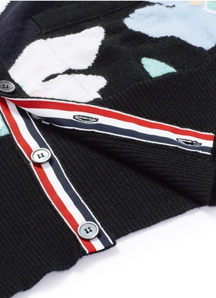 Detail View - Click To Enlarge - THOM BROWNE  - Floral stripe intarsia cashmere cardigan