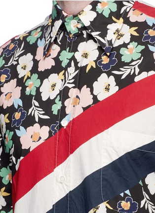 Detail View - Click To Enlarge - THOM BROWNE  - Stripe floral print poplin shirt