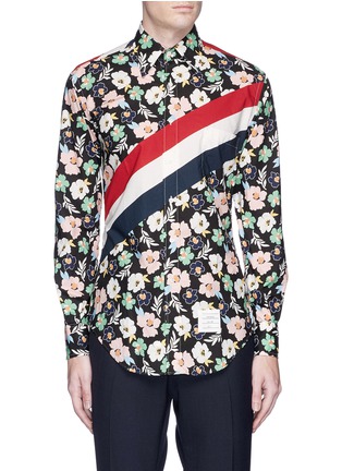 Main View - Click To Enlarge - THOM BROWNE  - Stripe floral print poplin shirt