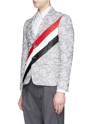Front View - Click To Enlarge - THOM BROWNE  - Stripe floral jacquard blazer