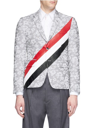 Main View - Click To Enlarge - THOM BROWNE  - Stripe floral jacquard blazer