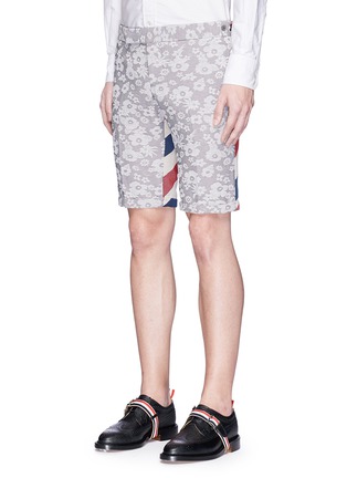 Front View - Click To Enlarge - THOM BROWNE  - Floral stripe jacquard canvas shorts