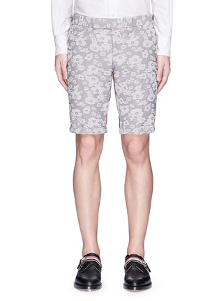 Main View - Click To Enlarge - THOM BROWNE  - Floral stripe jacquard canvas shorts