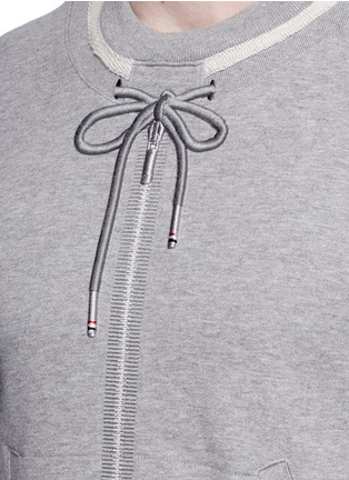 Detail View - Click To Enlarge - THOM BROWNE  - 'Trompe-l'œil' zip hoodie embroidered sweatshirt
