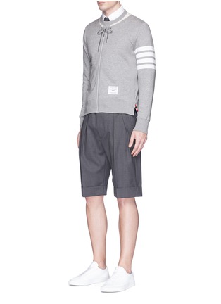 Figure View - Click To Enlarge - THOM BROWNE  - 'Trompe-l'œil' zip hoodie embroidered sweatshirt