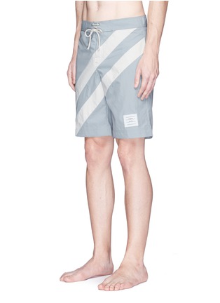 Figure View - Click To Enlarge - THOM BROWNE  - Stripe panel swim shorts