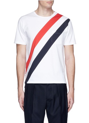 Main View - Click To Enlarge - THOM BROWNE  - Stripe panel T-shirt