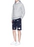 Figure View - Click To Enlarge - THOM BROWNE  - Shark surfboard embroidered sweat shorts