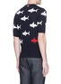 Back View - Click To Enlarge - THOM BROWNE  - Shark intarsia short sleeve cotton sweater