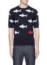 Main View - Click To Enlarge - THOM BROWNE  - Shark intarsia short sleeve cotton sweater