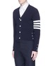 Front View - Click To Enlarge - THOM BROWNE  - 'Trompe-l'œil' stripe sleeve cotton cardigan