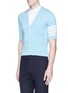 Front View - Click To Enlarge - THOM BROWNE  - Stripe short sleeve cashmere cardigan