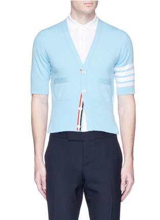 Main View - Click To Enlarge - THOM BROWNE  - Stripe short sleeve cashmere cardigan