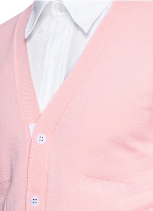 Detail View - Click To Enlarge - THOM BROWNE  - 'Trompe-l'œil' stripe sleeve cotton cardigan