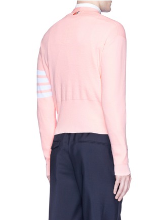 Back View - Click To Enlarge - THOM BROWNE  - 'Trompe-l'œil' stripe sleeve cotton cardigan