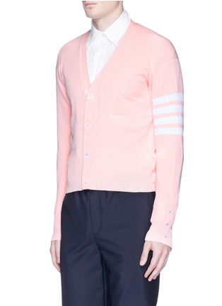 Front View - Click To Enlarge - THOM BROWNE  - 'Trompe-l'œil' stripe sleeve cotton cardigan