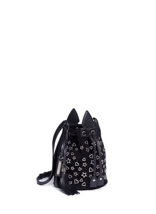 Figure View - Click To Enlarge - SAINT LAURENT - 'Anja' small heart and star stud suede bucket bag