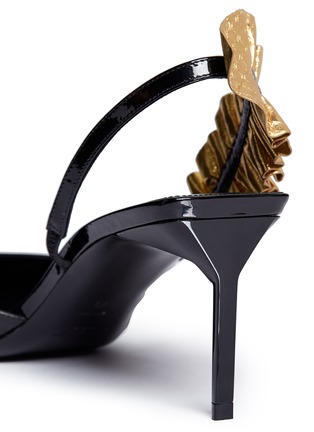 Detail View - Click To Enlarge - SAINT LAURENT - 'Edie 65' snakeskin ruffle leather d'Orsay pumps