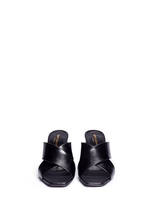 Front View - Click To Enlarge - SAINT LAURENT - 'Loulou' cross vamp leather sandals