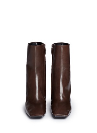 Front View - Click To Enlarge - BALENCIAGA - Broken heel square toe leather boots