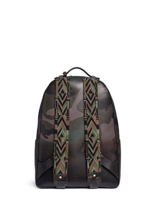 Detail View - Click To Enlarge - VALENTINO GARAVANI - 'Rockstud' camouflage print leather backpack