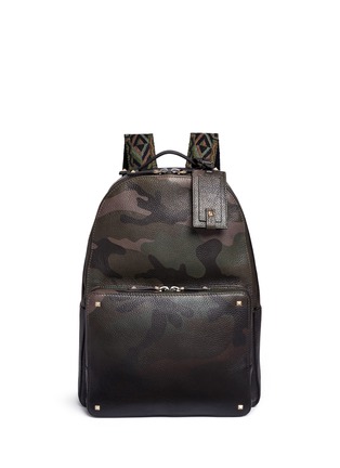Main View - Click To Enlarge - VALENTINO GARAVANI - 'Rockstud' camouflage print leather backpack
