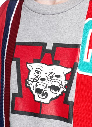 Detail View - Click To Enlarge - 72951 - Mascot print asymmetric patchwork sweatshirt