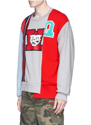 Front View - Click To Enlarge - 72951 - Mascot print asymmetric patchwork sweatshirt