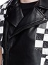 Detail View - Click To Enlarge - 72951 - Check cowhide leather patchwork biker vest