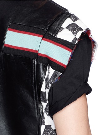 Detail View - Click To Enlarge - 72951 - Check cowhide leather patchwork biker vest