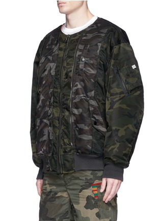 Front View - Click To Enlarge - 72951 - Camouflage print oversized padded MA-1 bomber jacket