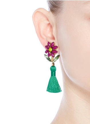 Figure View - Click To Enlarge - ELIZABETH COLE - 'Braidynn' Swarovski crystal floral tassel drop earrings