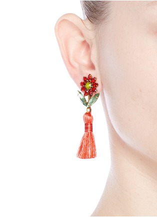 Figure View - Click To Enlarge - ELIZABETH COLE - 'Braidynn' Swarovski crystal floral tassel drop earrings