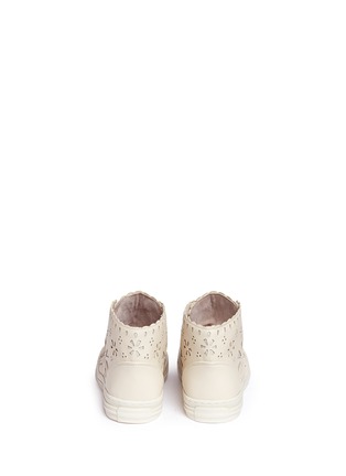 Back View - Click To Enlarge - STELLA MCCARTNEY - Floral reverse appliqué high top kids sneakers