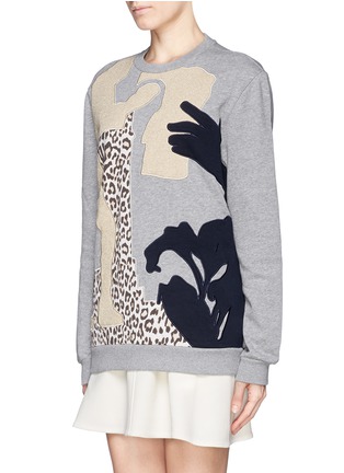 Front View - Click To Enlarge - CARVEN - Leopard and hand appliqué sweatshirt