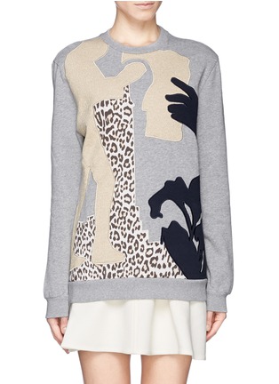 Main View - Click To Enlarge - CARVEN - Leopard and hand appliqué sweatshirt